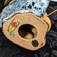 Vintage Chinese Shiwan Mudman with Fish and Pole, Green Shirt IMPERFECT