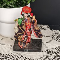 Pair of Vintage Small Wooden Geisha Figurines