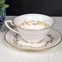 Vintage 1958 Gold Gilded Royal Worcester 'Saguenay' Tea Cup & Saucer