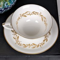 Vintage 1958 Gold Gilded Royal Worcester 'Saguenay' Tea Cup & Saucer