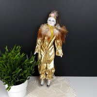 Vintage Porcelain Doll in Gold