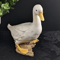 Vintage Porcelain Goose Statue, Decorated by Hand