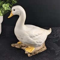 Vintage Porcelain Goose Statue, Decorated by Hand