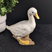 Vintage Porcelain Goose Statue, Decorated by Hand