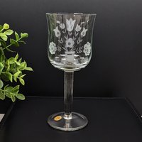 Set of 4 Vintage Etched Wine Glasses Made in Holland