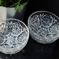 Set of 4 Vintage Anchor Hocking Medallion Clear Fruit/Dessert Bowls 4"