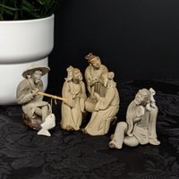 Set of 3 Vintage Chinese Mudman Clay Figurines