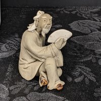 Set of 3 Vintage Chinese Mudman Clay Figurines