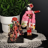 Pair of Vintage Small Wooden Geisha Figurines
