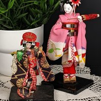 Pair of Vintage Small Wooden Geisha Figurines