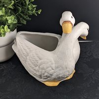 Vintage Ceramic Plant Holder with Geese