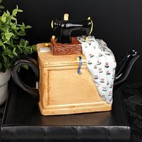 Vintage Sewing Machine Porcelain Teapot, Made for General Mills