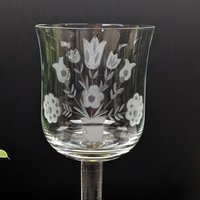 Set of 4 Vintage Etched Wine Glasses Made in Holland