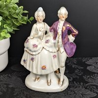 Vintage Porcelain Colonial Couple Figurine, Made in Japan