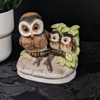 Vintage Homco 1298 Ceramic Mother Owl Babies Figurine