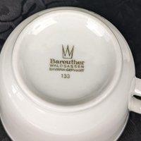 Vintage Bereuther Waldsassen Tea Cup and Saucer with Blue Grosbeck Design