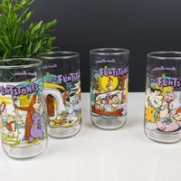 Set of 4 Hardees Flintstones Glasses, The First 30 Years