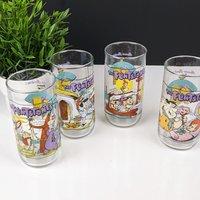 Set of 4 Hardees Flintstones Glasses, The First 30 Years