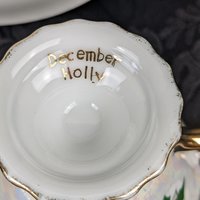 Vintage Ucago December Holly Tea Cup and Saucer Set