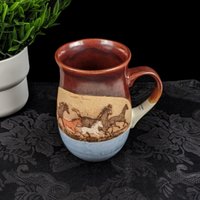 Vintage Otagiri Pottery Mug with Horses