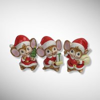 Trio of Homco Christmas Mice Figurines Choose Between 5210 and 5405