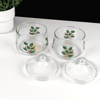 Pair of Vintage Indiana Glass Snack Jar Holly Covered Candy Jars
