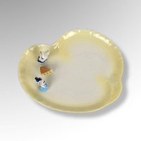 Vintage Yellow Plate with Mice and Cheese, Signed Joan Prairie