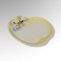 Vintage Yellow Plate with Mice and Cheese, Signed Joan Prairie