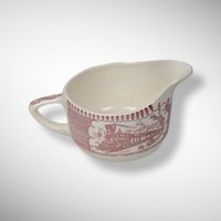 Currier and Ives Pink and White Creamer