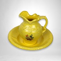 Vintage 1977 Yellow Arnels Pitcher and Basin