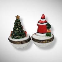 Vintage Christmas Trinket Box Pair