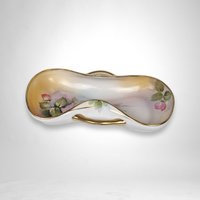 Vintage Nippon Handled Serving Bowl | Floral Pattern & Gold Trim | Figure 8 Shape | Candy Dish | Snack Bowl | Japanese Porcelain