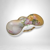 Vintage Nippon Handled Serving Bowl | Floral Pattern & Gold Trim | Figure 8 Shape | Candy Dish | Snack Bowl | Japanese Porcelain