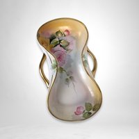 Vintage Nippon Handled Serving Bowl | Floral Pattern & Gold Trim | Figure 8 Shape | Candy Dish | Snack Bowl | Japanese Porcelain