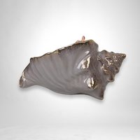 Vintage Purple Conch Planter | Pink Rose Accent | Ceramic Seashell Decoration | Coastal Decor | Beach House | Succulent Planter