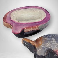 Unique Elephant Trinket Box | Hand Carved Stone | Jewelry Box |  African Art | Vintage Gift