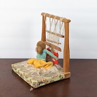 Vintage Navajo Weaver Woman Figurine | Handcrafted Wood & Fabric | Unique Home Decor | Gift for Art Lovers