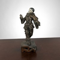 Charming Antique Metal Pierrot Clown Sculpture/Figurine