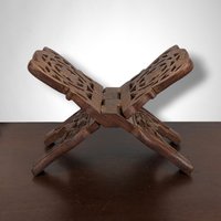 Hand Carved Wooden Folding Book Stand: Exquisite Craftsmanship from India