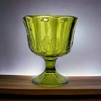 Vintage Indiana Glass Compote, Choose Green or Black