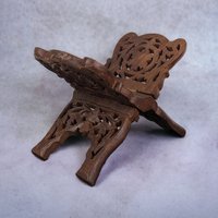 Hand Carved Wooden Folding Book Stand: Exquisite Craftsmanship from India
