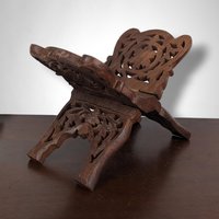 Hand Carved Wooden Folding Book Stand: Exquisite Craftsmanship from India