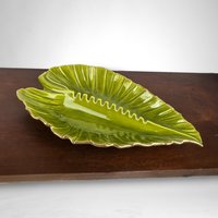California Pottery Large Green Leaf Ashtray: Vintage Chic Home Decor