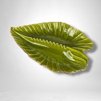 California Pottery Large Green Leaf Ashtray: Vintage Chic Home Decor