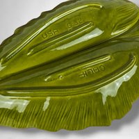 California Pottery Large Green Leaf Ashtray: Vintage Chic Home Decor