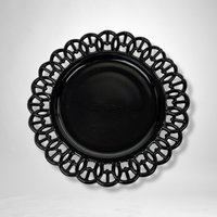 Pair of Black Atterbury & Co Wicket Border Black Glass Plates
