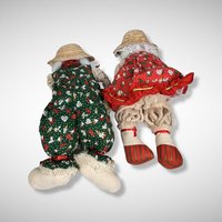 House of Lloyd Christmas Around the World Porcelain Flossie and Floyd Bunny Shelf Sitters - Charming Holiday Decorations!