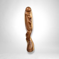 Exquisite Vintage Hand-Carved Wooden Mother and Child Figurine: Timeless Artistry and Maternal Grace