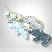 Vintage Ceramic Elephant Figurines, Set of 4, Elephant Collectibles, Mid Century Modern Decor, Animal Figurines, Home Decor, Unique Gift