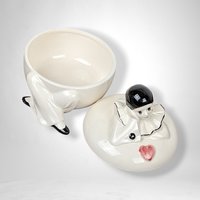 Vintage Pierrot Clown Porcelain Trinket Box